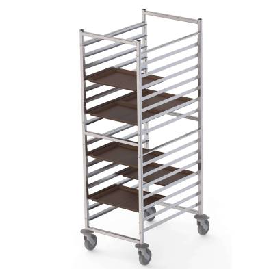 Clima Hosteleria- Carro Bandejero Acero Inoxidable Para 32 Bandejas Self Service 480x370h mm 620x840x1700h mm TT16NSELF32
