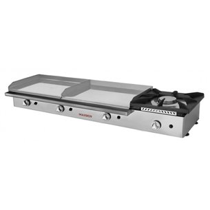 Hostelbar- Plancha a Gas Profesional 60+60 cromo duro con fogón PKR66+40F