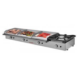 Hostelbar- Plancha a Gas Profesional triple placa 40 cromo duro con fogón PKR444+40F
