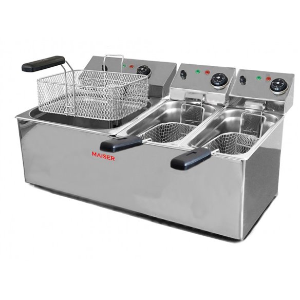 Maiser- Freidora Eléctrica Profesional triple de 10+4+4 litros F12/10+6/4X2